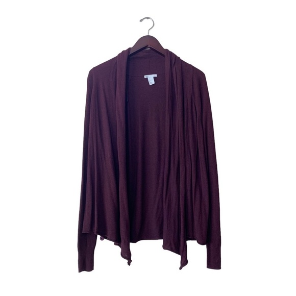 H&M Purple Wrap Front Convertible Wool Blend Sweater Cardigan Size L - Picture 2 of 7